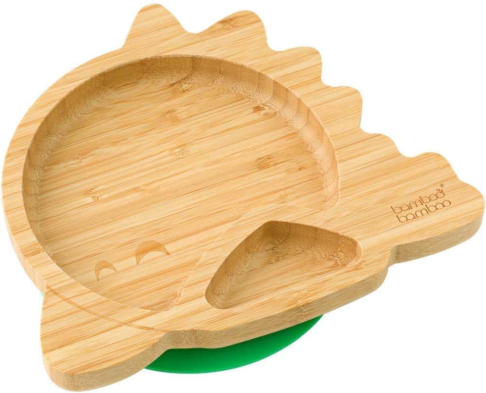 bamboo bamboo Baby and Toddler Suction Plate - Green Dinosaur - liquidation.store