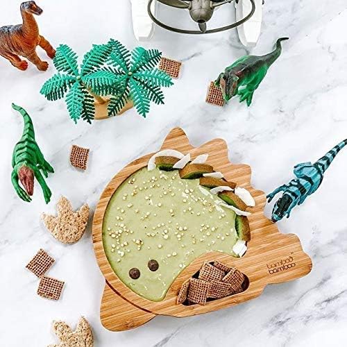 bamboo bamboo Baby and Toddler Suction Plate - Green Dinosaur - liquidation.store