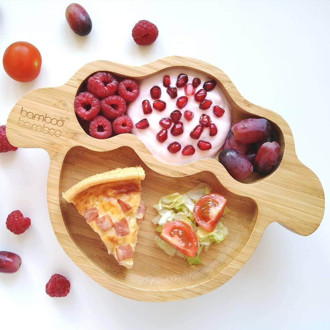 bamboo bamboo Baby and Toddler Suction Plate Lamb - Blue - liquidation.store