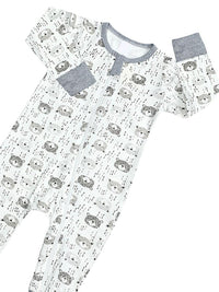 Thumbnail for Bear Cubs Grey and White Baby Zip Sleepsuit with Hand & Feet Cuffs (Various Sizes) - liquidation.store