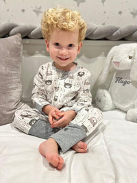 Thumbnail for Bear Cubs Grey and White Baby Zip Sleepsuit with Hand & Feet Cuffs (Various Sizes) - liquidation.store