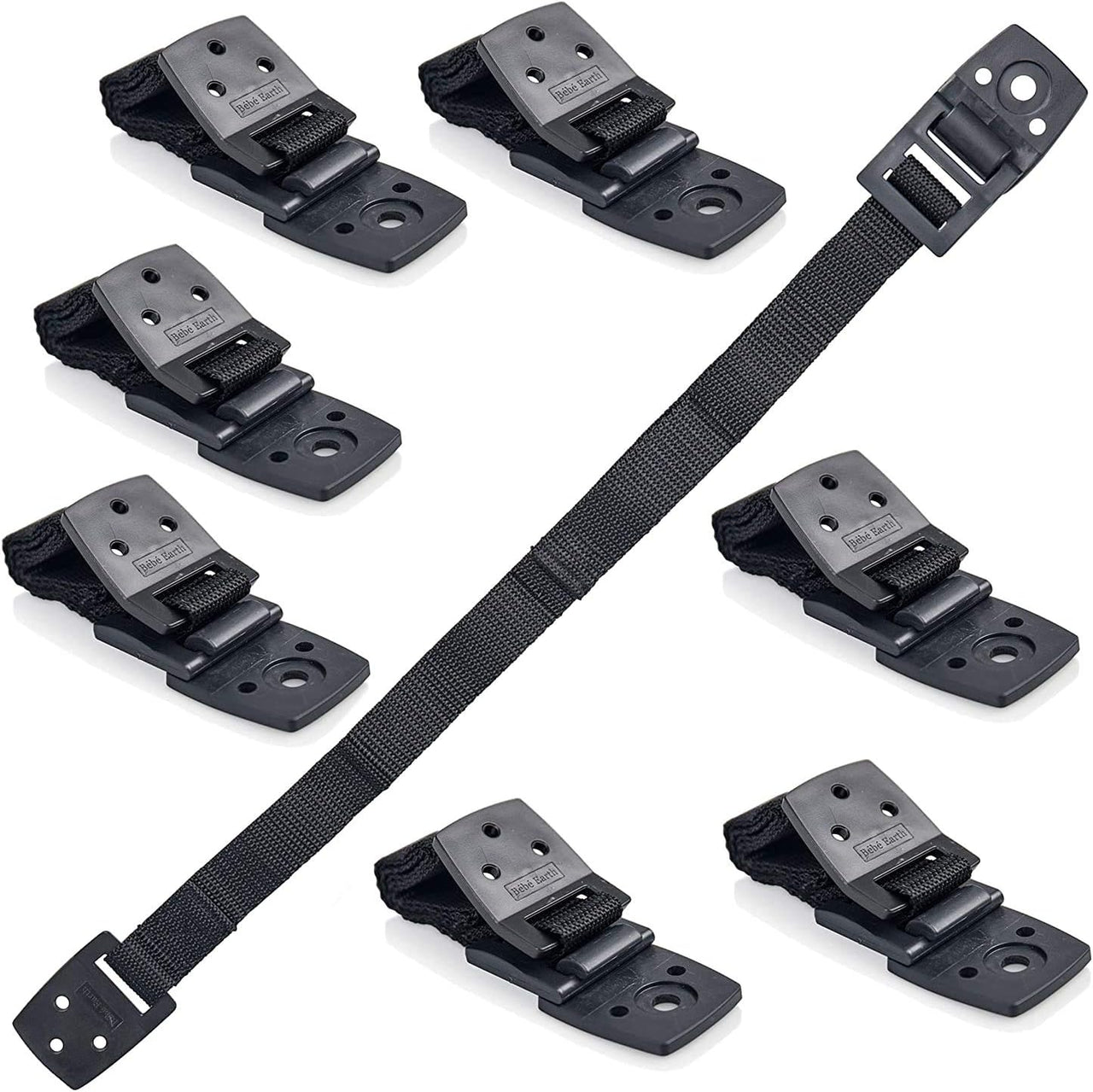 Bebe Earth Furniture Straps - Anti Tip Strap for Baby Proofing & Child Safety - 8 Pack - Black - liquidation.store