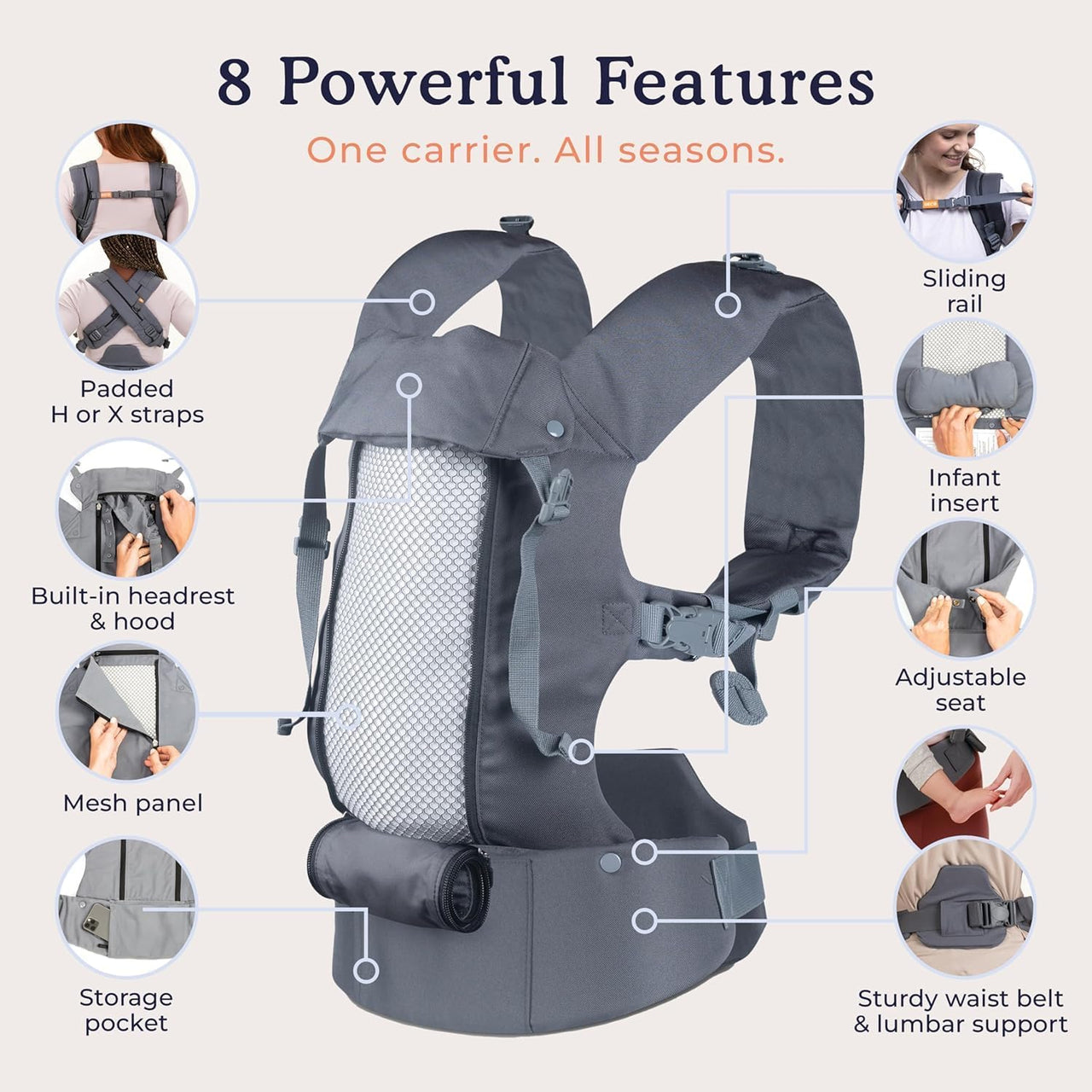 Beco 8 Cool Mesh Baby Carrier Newborn to Toddler - 3-20 kg (Black) - liquidation.store