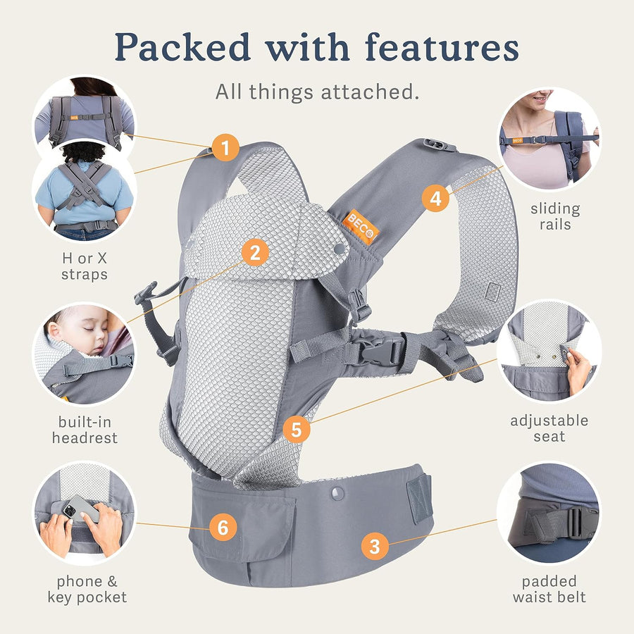 Beco Gemini Cool Mesh Baby Carrier Newborn to Toddler - Cool Grey Geometric - liquidation.store