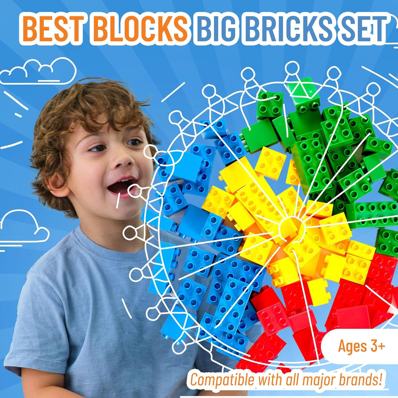 Best Blocks Big Blocks Set - Classic Colours 84 Pieces - liquidation.store