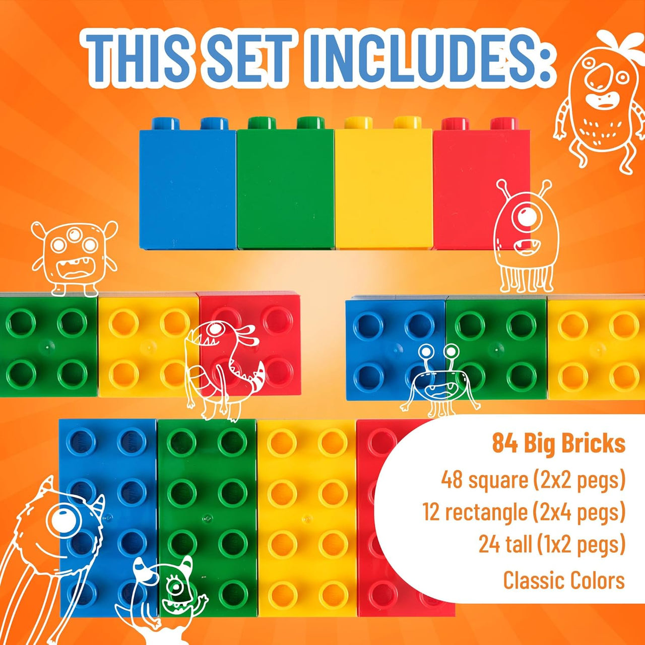 Best Blocks Big Blocks Set - Classic Colours 84 Pieces - liquidation.store