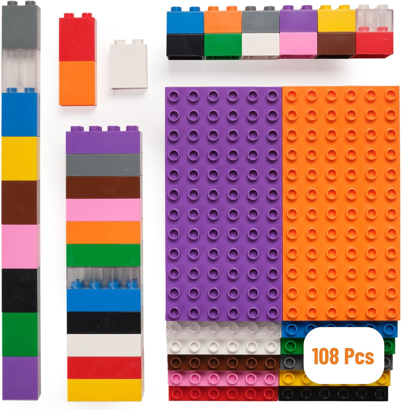 Big Brik Tower Set by Strictly Briks - 98 Briks & 12 Baseplates - liquidation.store