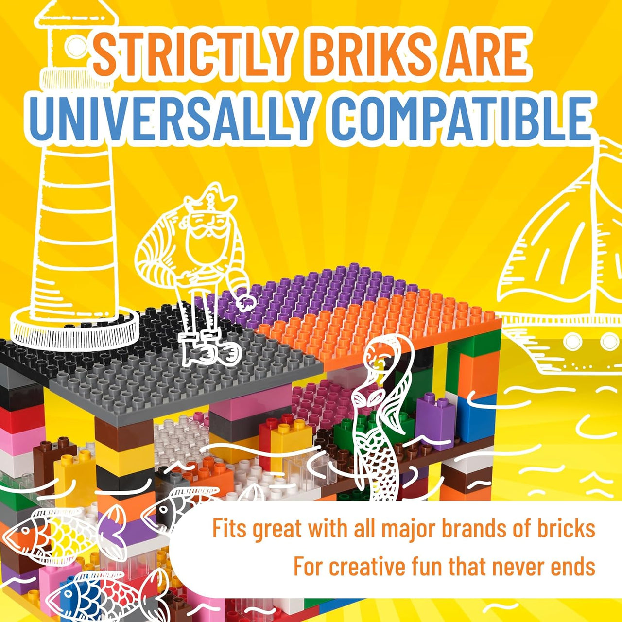 Big Brik Tower Set by Strictly Briks - 98 Briks & 12 Baseplates - liquidation.store