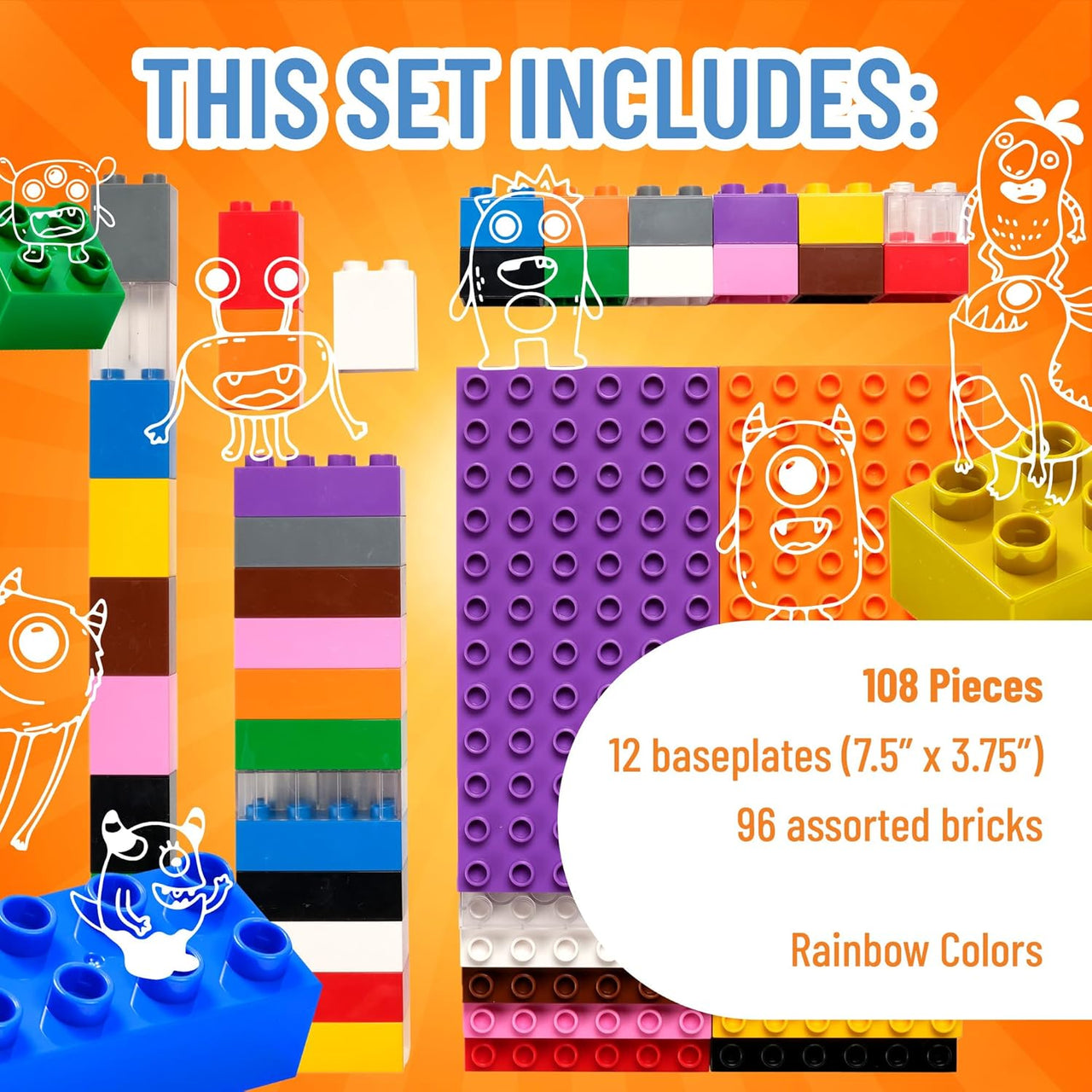 Big Brik Tower Set by Strictly Briks - 98 Briks & 12 Baseplates - liquidation.store