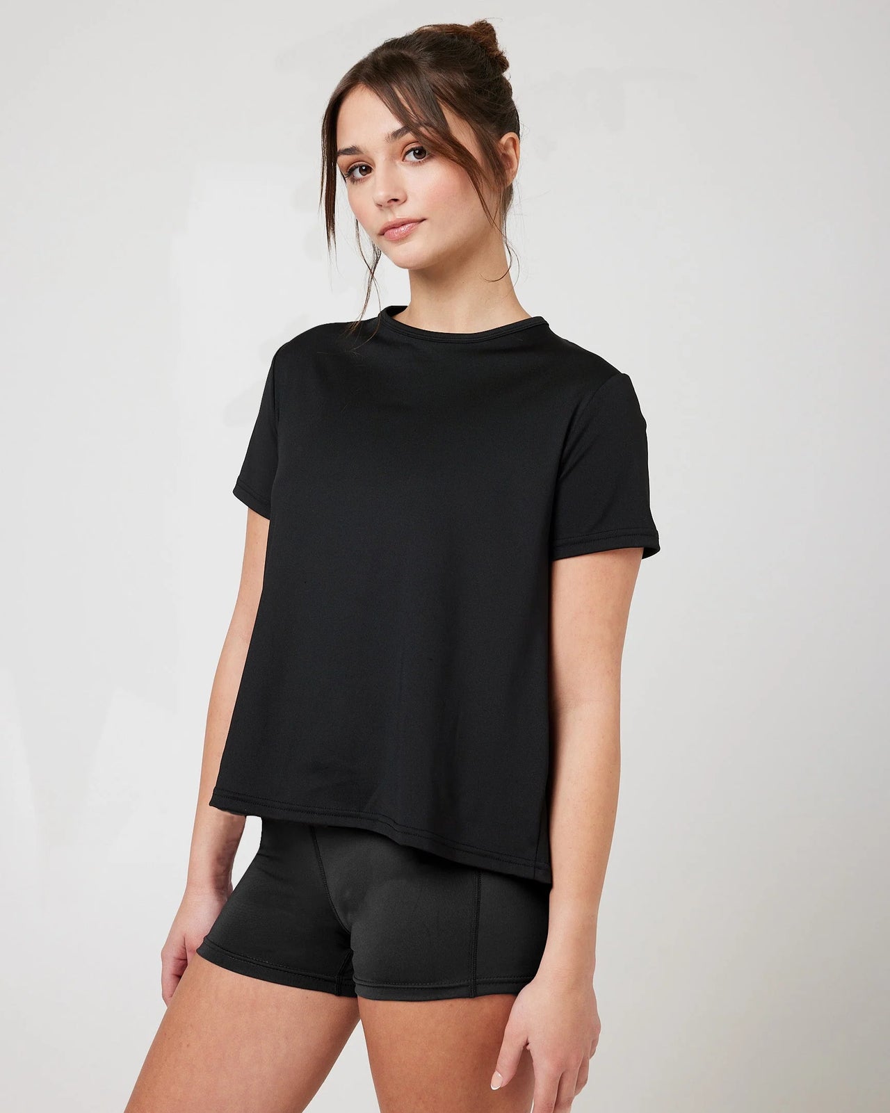SnuggzFit Black Mesh Panel Open Back T-Shirt