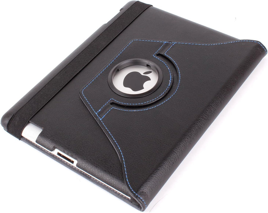 Black Faux Leather Rotating iPad Case For Apple iPad 4|iPad 3 - liquidation.store