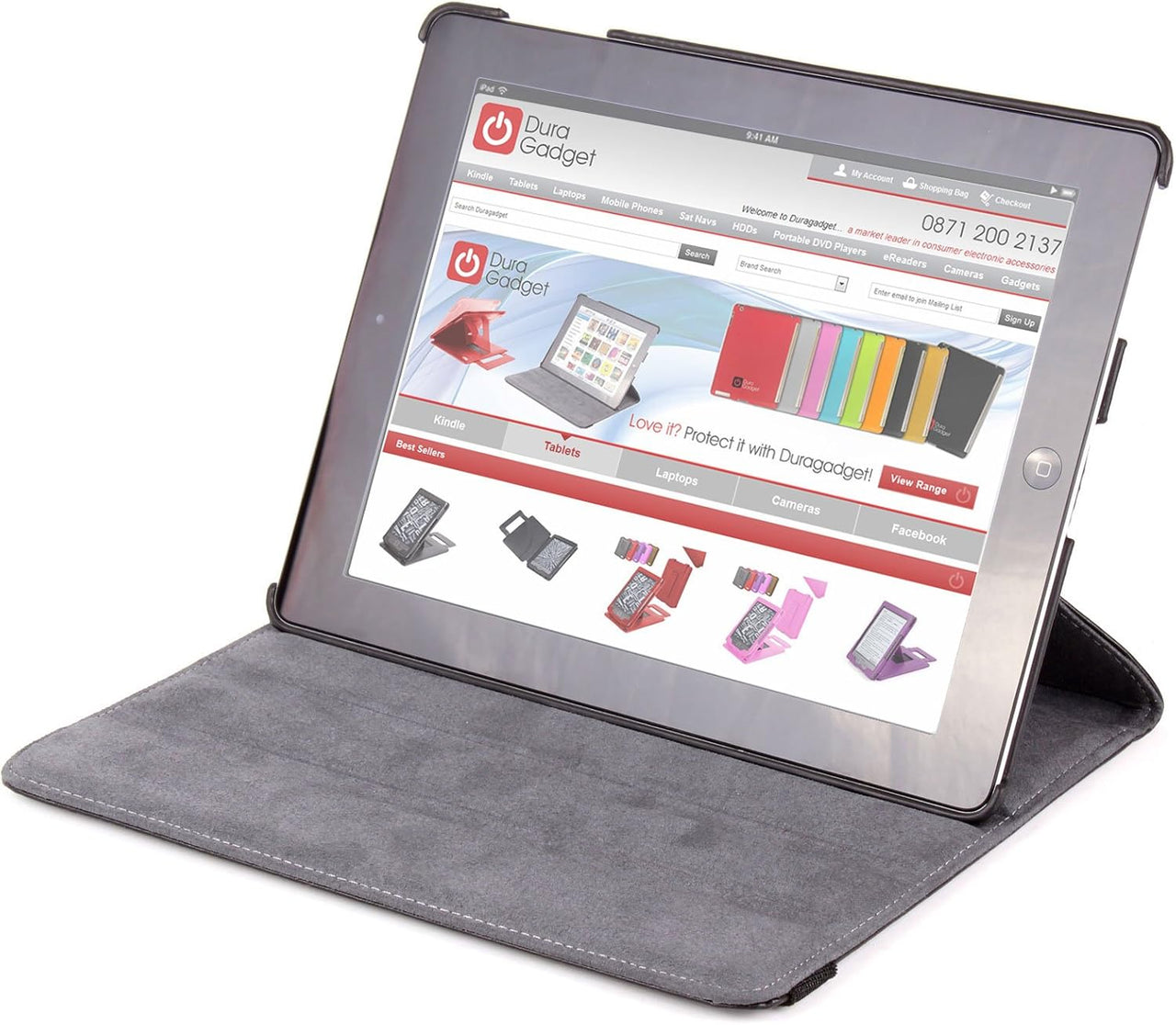 Black Faux Leather Rotating iPad Case For Apple iPad 4|iPad 3 - liquidation.store