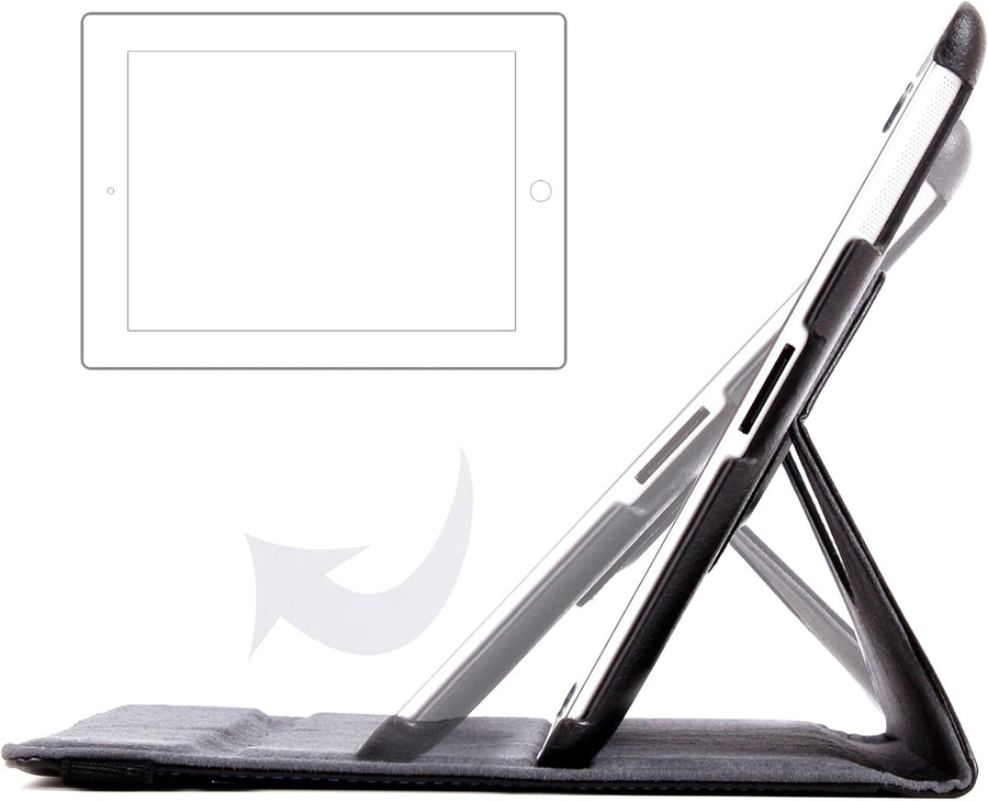 Black Faux Leather Rotating iPad Case For Apple iPad 4|iPad 3 - liquidation.store