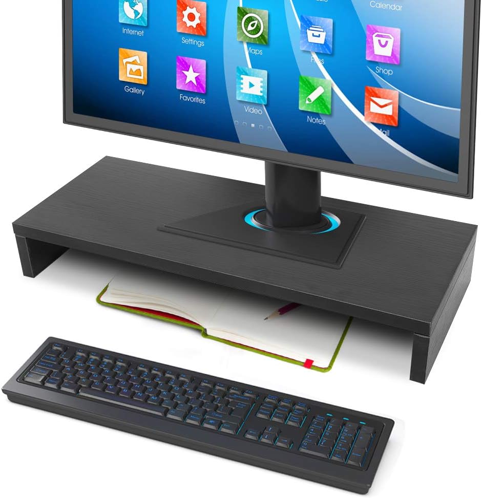 Black Wooden Monitor Risers Laptop Stand - liquidation.store