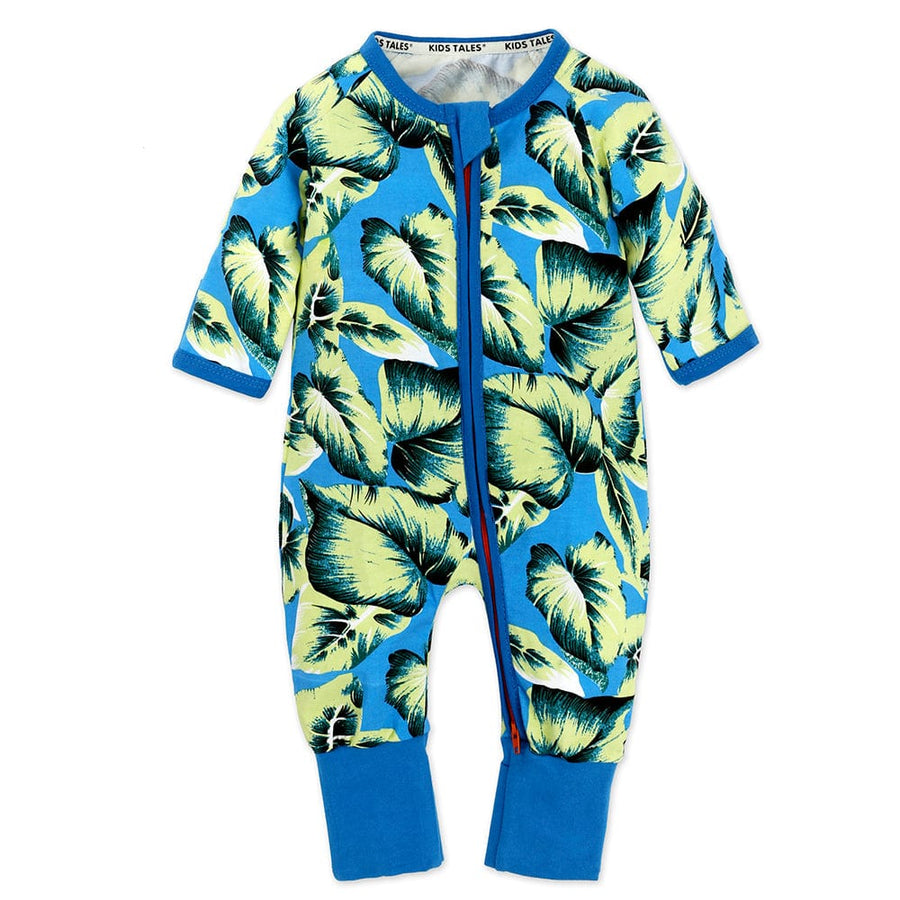 Blue Monstera Baby Zip Sleepsuit (Various Sizes) - liquidation.store