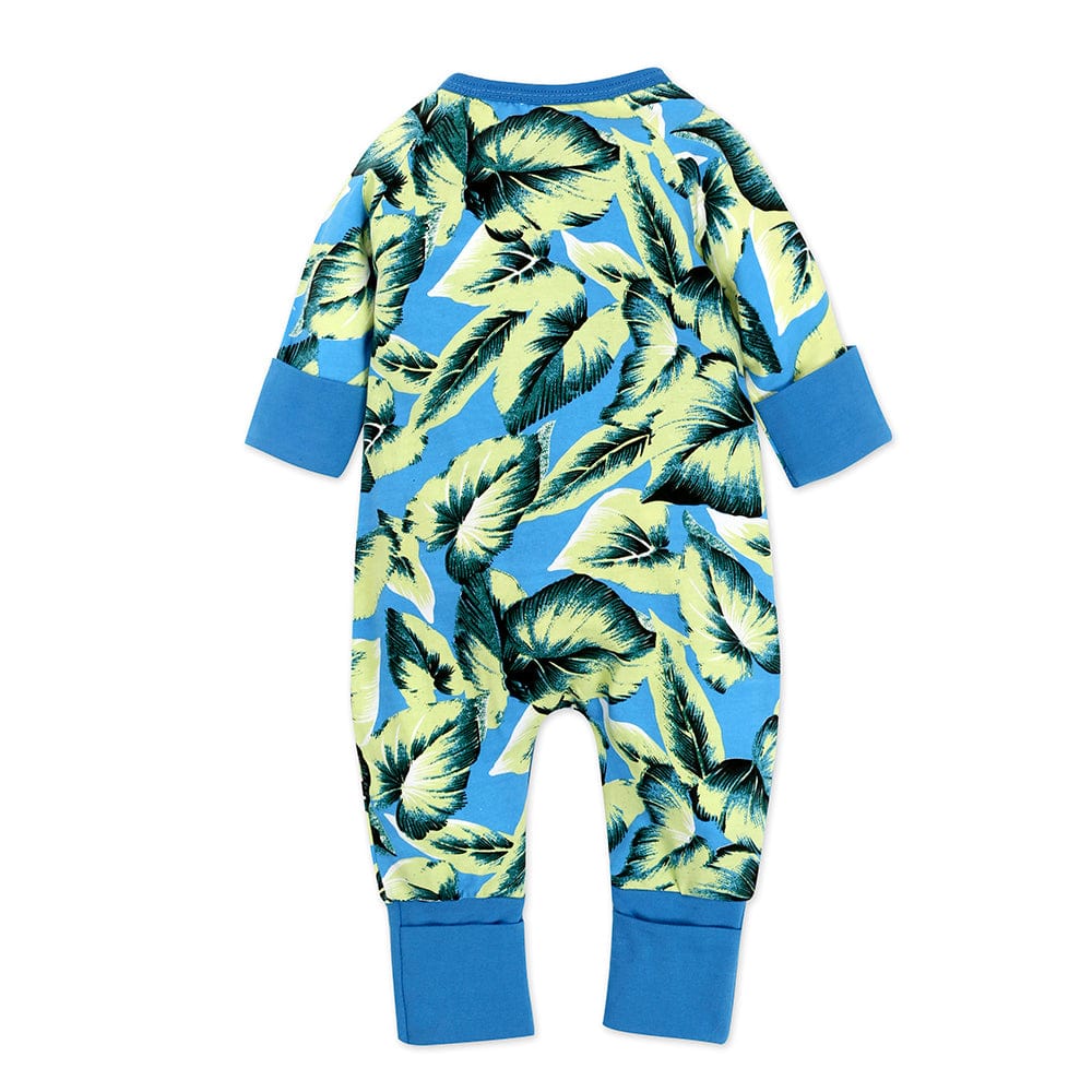 Blue Monstera Baby Zip Sleepsuit (Various Sizes) - liquidation.store