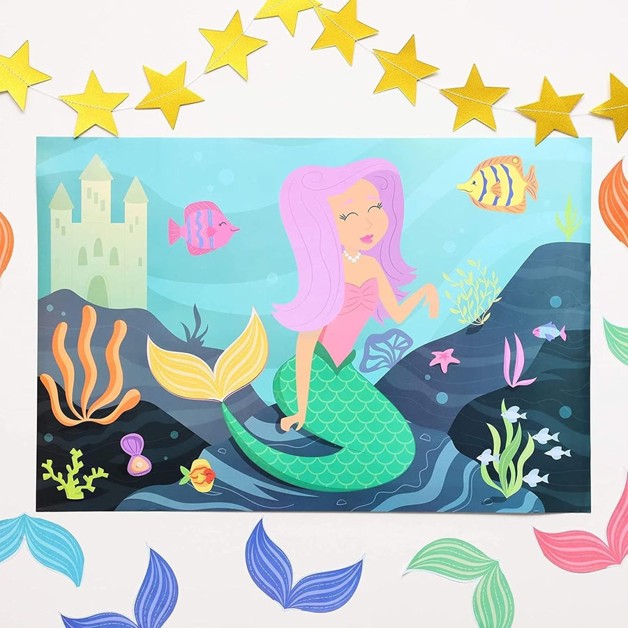 Blue Panda Pin The Tail Mermaid Party Game (2 Pack) - liquidation.store