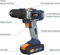 Thumbnail for BLUE RIDGE 18V Cordless Drill Driver BR2809 - liquidation.store