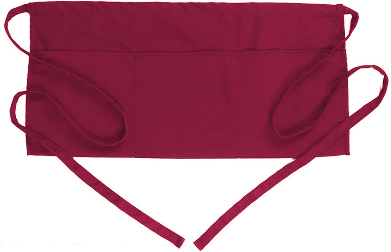 BOHARERS Waist Apron with 3 Pockets - Red Short Apron - liquidation.store
