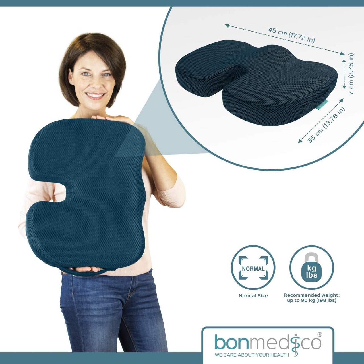 Bonmedico Orthopaedic Gel Seat/Desk Cushion - Blue - liquidation.store