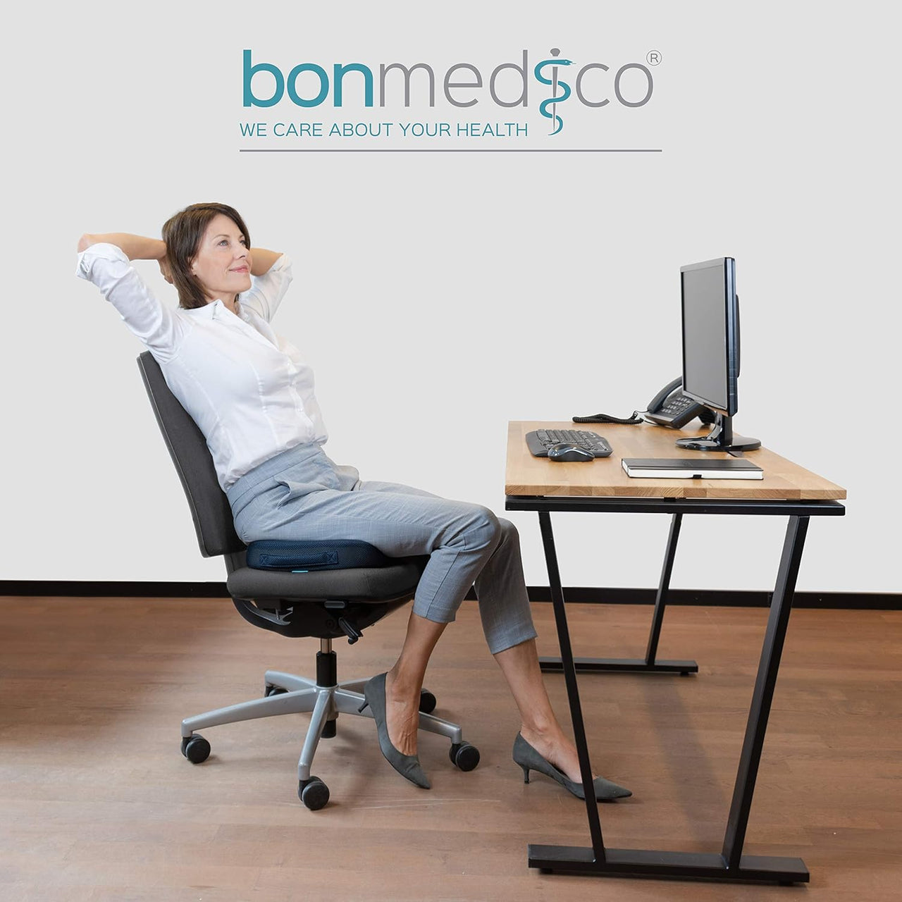 Bonmedico Orthopaedic Gel Seat/Desk Cushion - Blue - liquidation.store