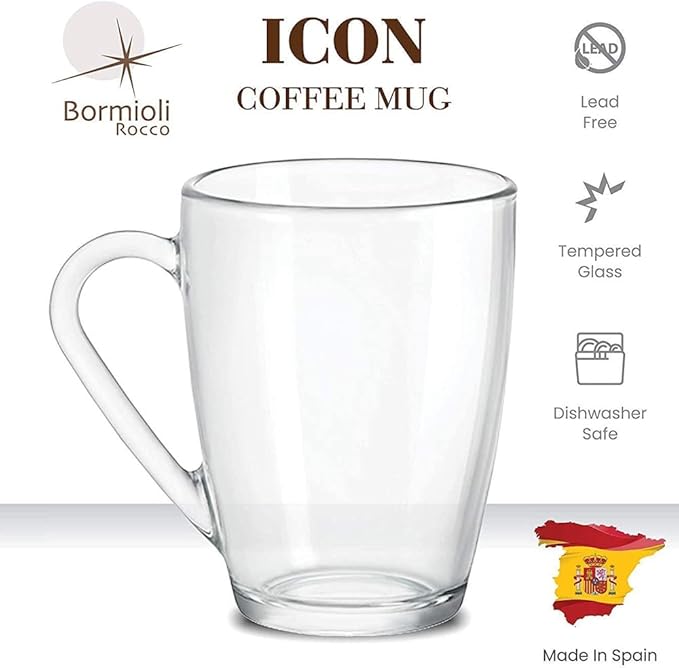Bormioli Rocco Icon Glass Mug, 320ml - 6 pack - liquidation.store