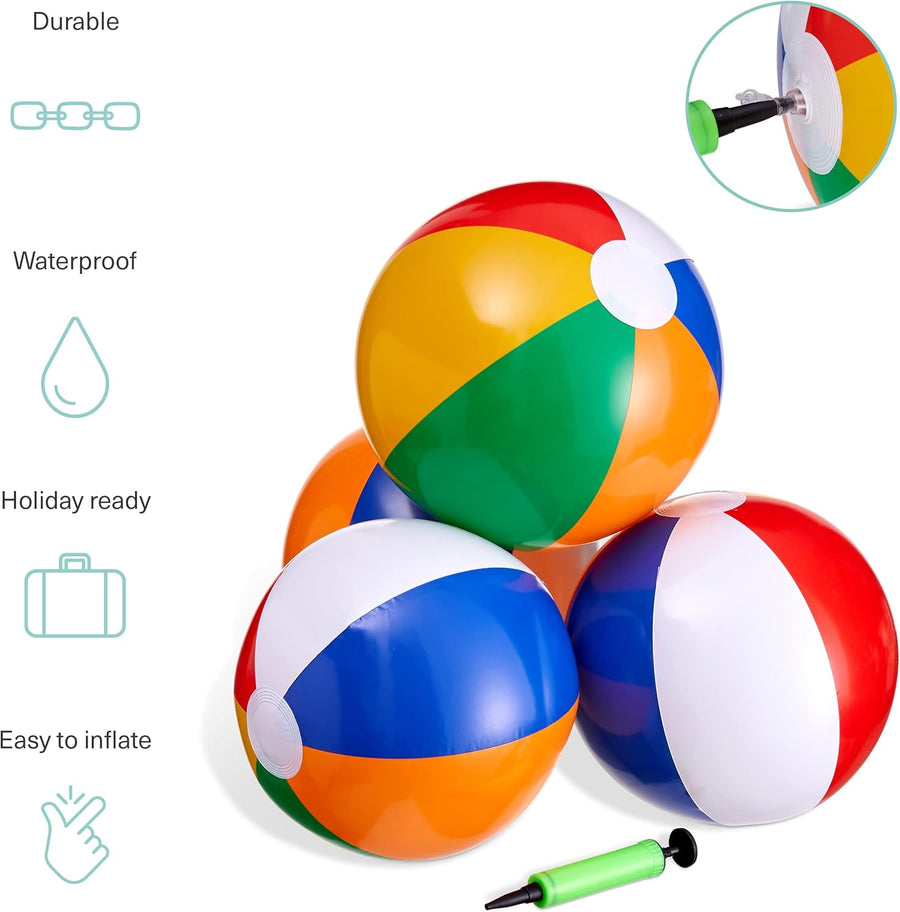 Bramble - 12 Inflatable Beach Pool Balls With Pump - liquidation.store