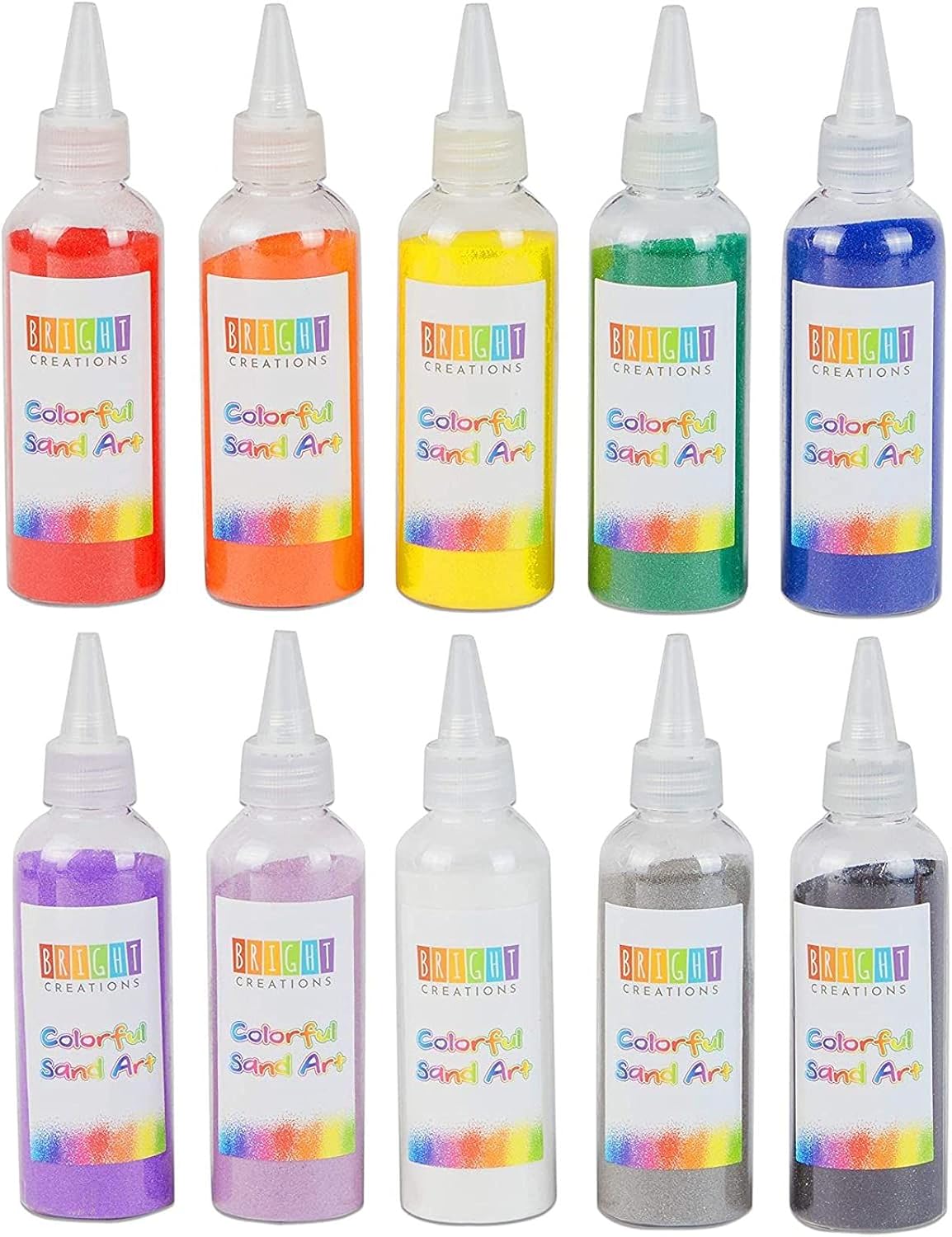Bright Creations Coloured Sand Bottles Rainbow Colours (10 Pack) - liquidation.store