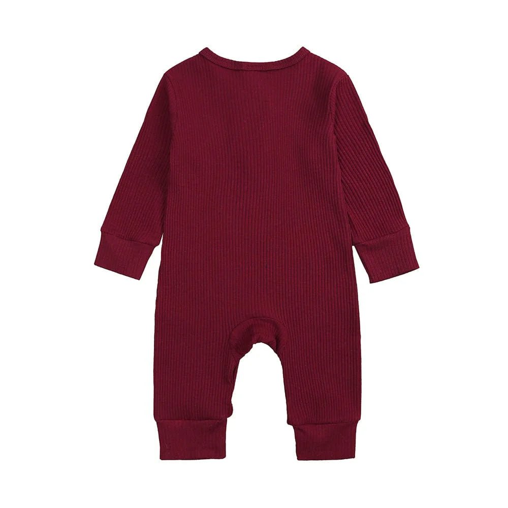 Burgundy Henley - Style Baby Sleepsuit (Various Sizes) - liquidation.store