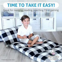 Butterfly Craze Floor Pillow Case, Mattress Bed Lounger Cover - Black/White - liquidation.store