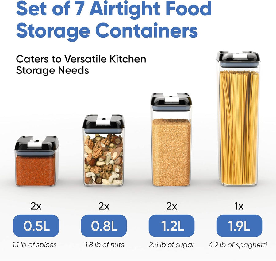 Chef's Path Airtight Food Storage Container Set - 7 Piece (With Labels & Marker) - liquidation.store