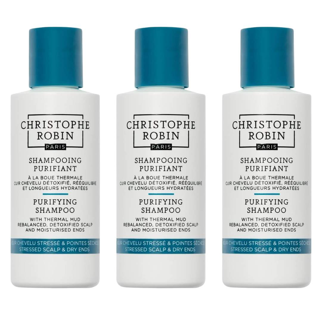 Christophe Robin Purifying Shampoo with Thermal Mud - 75ml X3 - liquidation.store