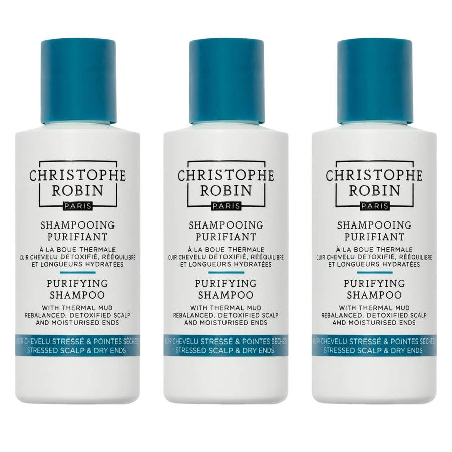 Christophe Robin Purifying Shampoo with Thermal Mud - 75ml X3 - liquidation.store