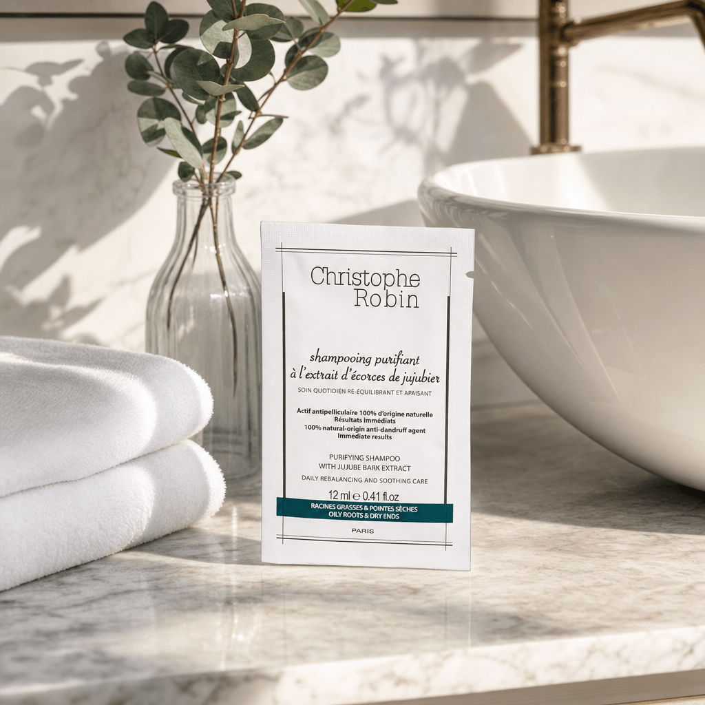 Christophe Robin Purifying Travel Shampoo Sachet With Jujube Bark Extract 12ml x10 - liquidation.store