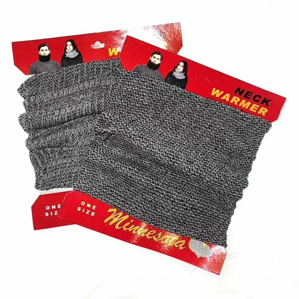 Classic Rib Knit Multi - layered Neck Warmer Snood - Grey (One Size) - liquidation.store