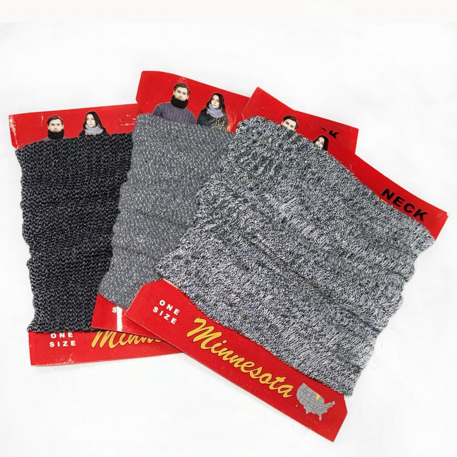 Classic Rib Knit Multi - layered Neck Warmer Snood - Grey (One Size) - liquidation.store