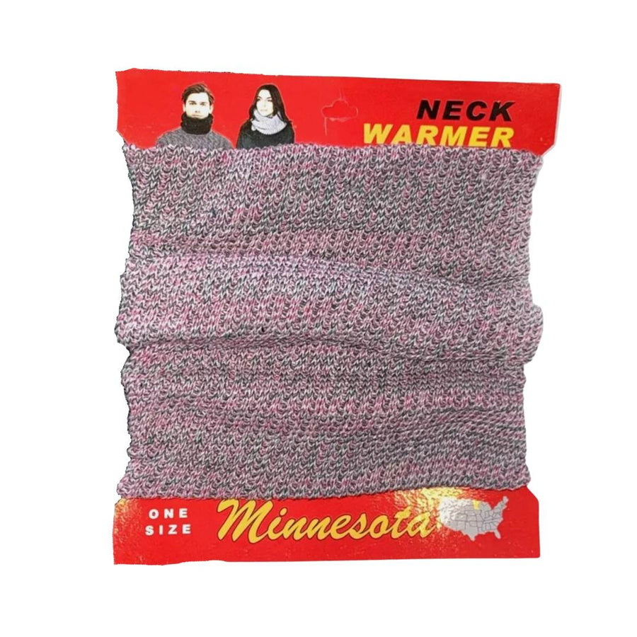 Classic Rib Knit Multi - layered Neck Warmers Snood - Pink & Grey (One Size) - liquidation.store