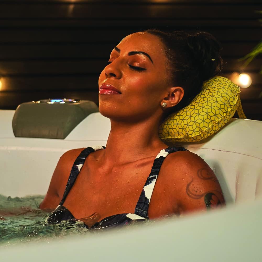 CleverSpa TPU Yellow/Grey Geo Printed Inflatable Head Rests - 2 Pack - liquidation.store