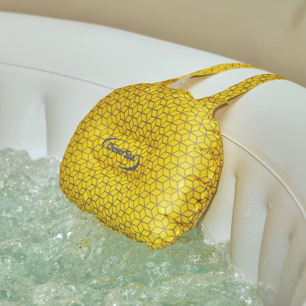 CleverSpa TPU Yellow/Grey Geo Printed Inflatable Head Rests - 2 Pack - liquidation.store