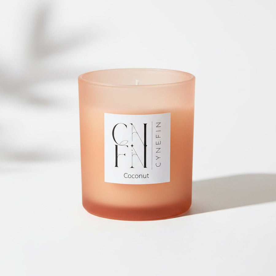CNFN Coconut Scented 400g Candle - 100% Coconut Wax (40 Hrs Burning) - liquidation.store