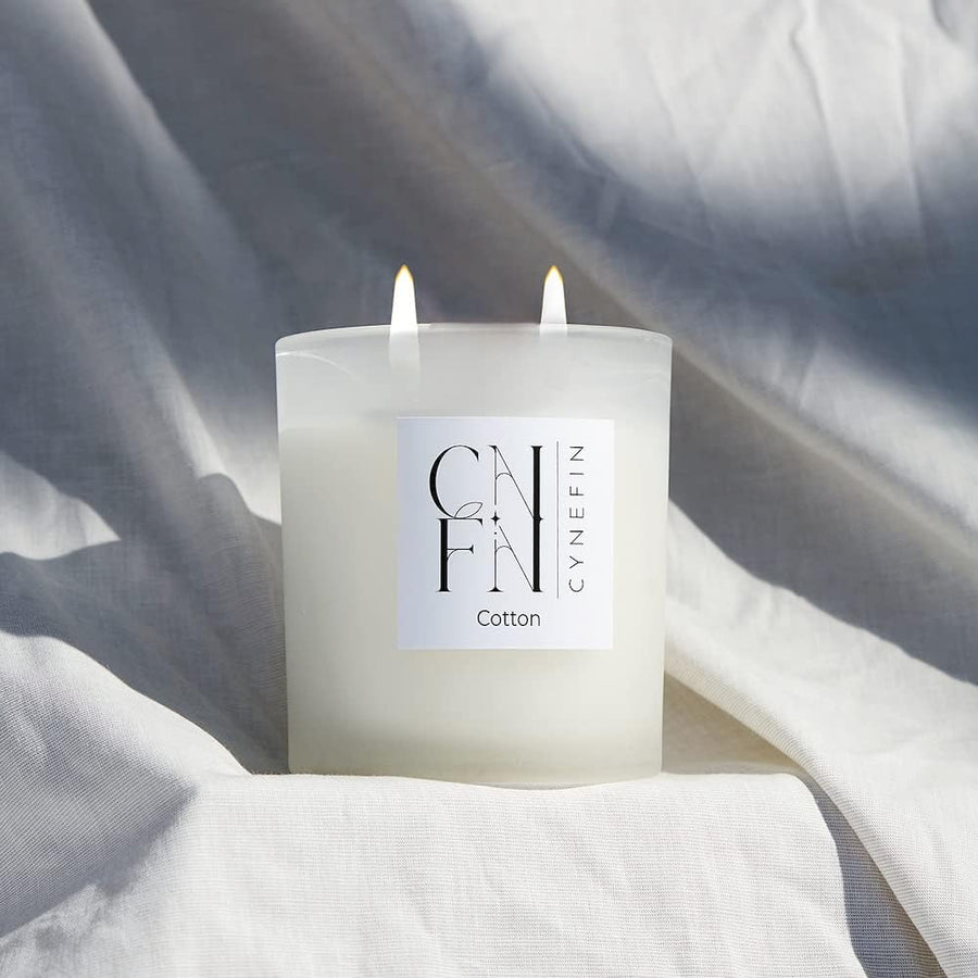 CNFN Fresh Linen Cotton Scented Candle - 100% Coconut Wax - 40hrs burning - liquidation.store