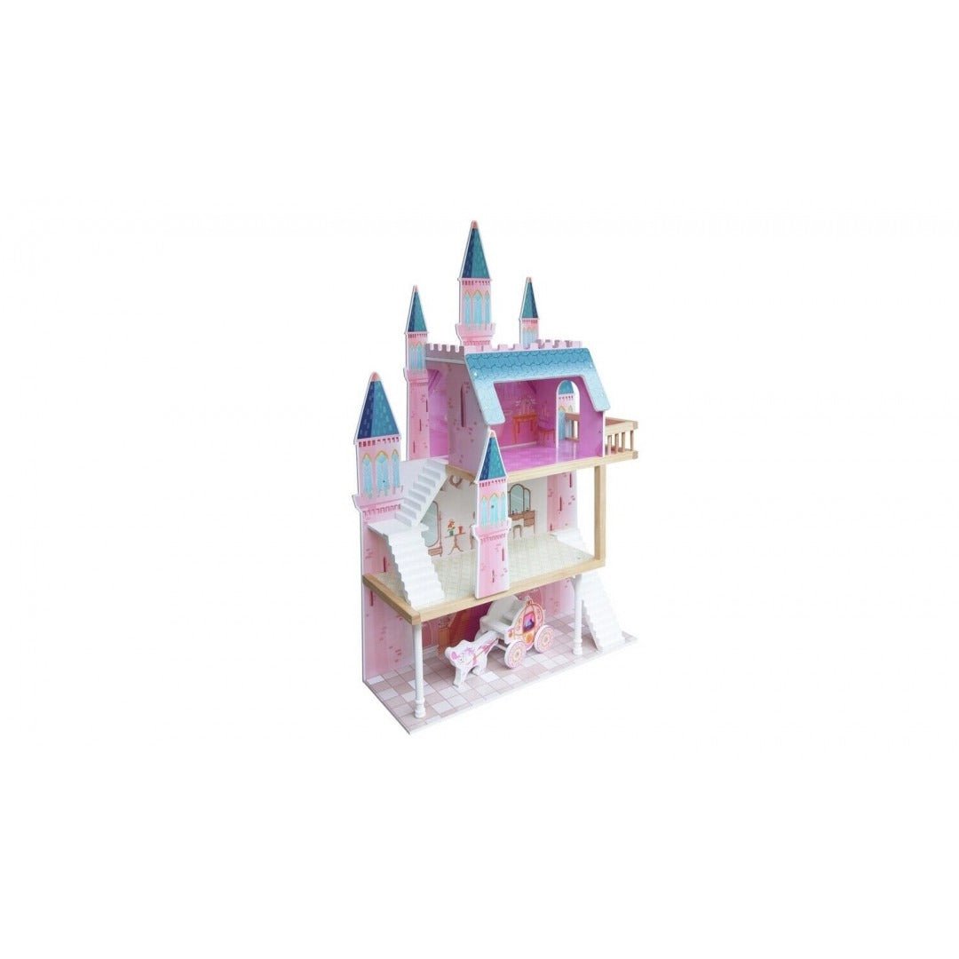 Cocoland Wooden Fantasy Castle and Carriage Doll House - liquidation.store