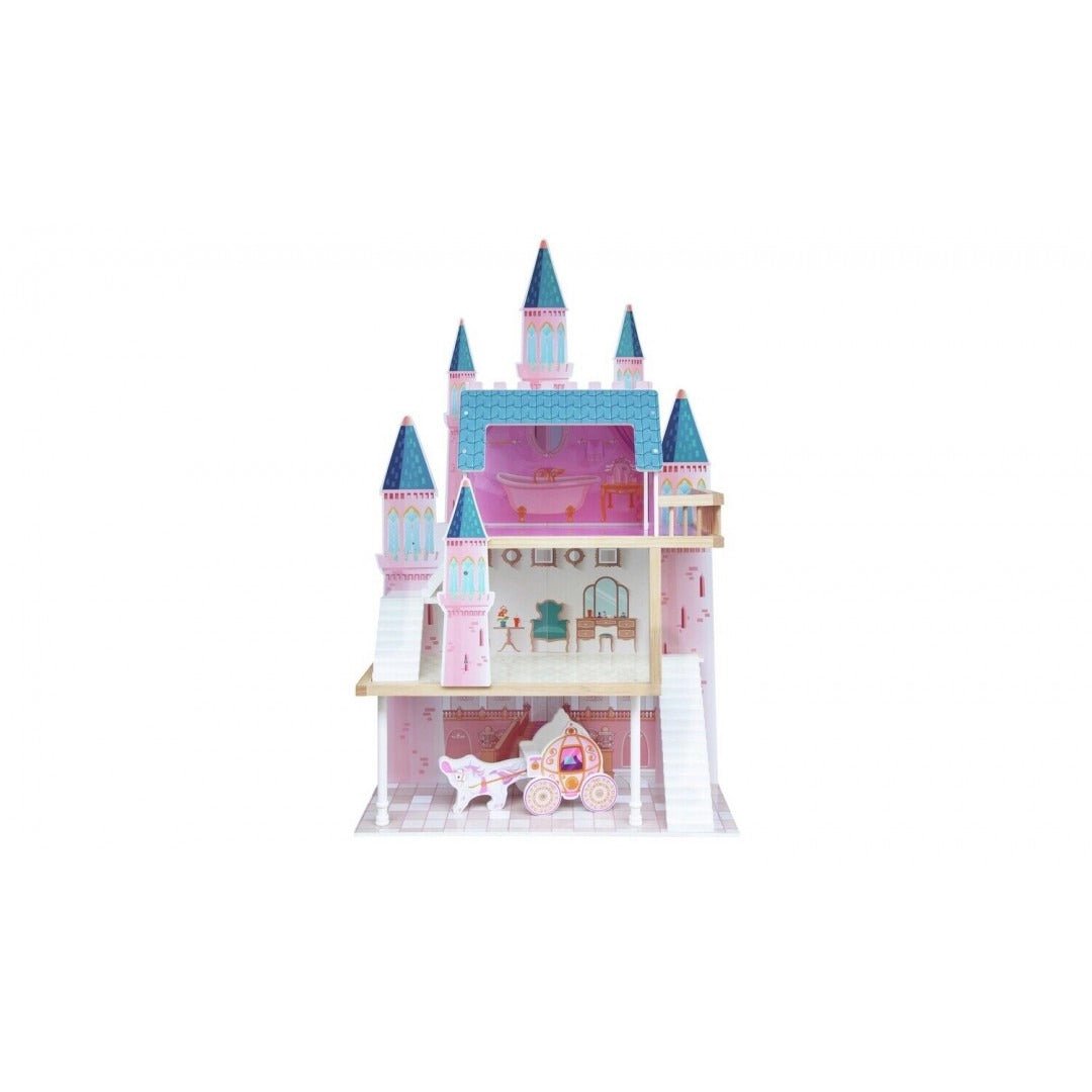 Cocoland Wooden Fantasy Castle and Carriage Doll House - liquidation.store