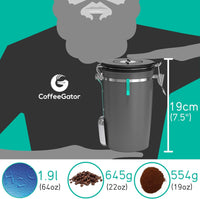 Thumbnail for Coffee Gator Specialist Grey Coffee Storage Cannister - large - liquidation.store