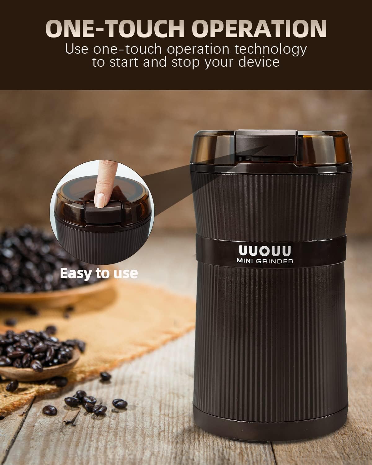 Coffee Grinder with Brush - 200W - liquidation.store