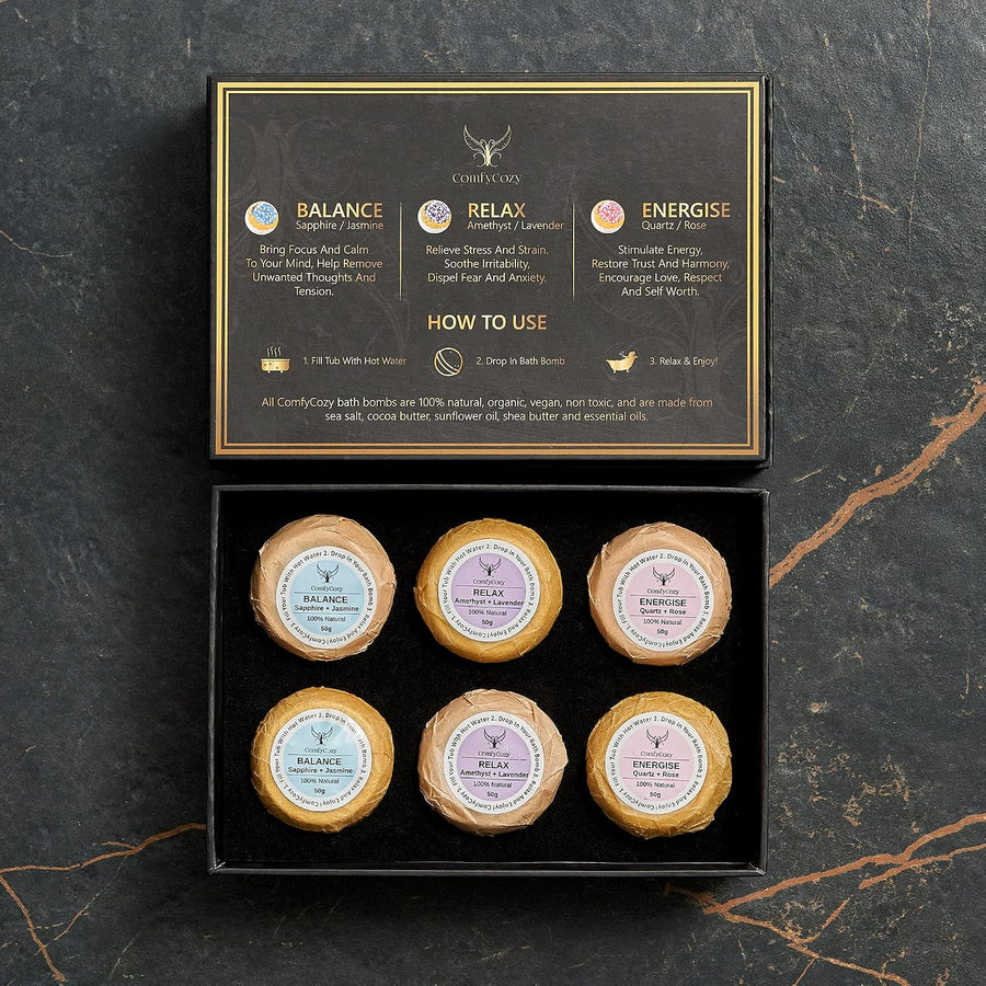 ComfyCozy Crystal Bath Bombs Luxury Gift Set - 6 Pack - liquidation.store