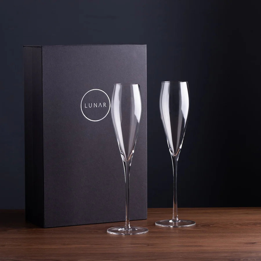 Lunar Oceans Crystal Champagne Flutes (Set of 2)