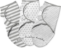Cuddlebug Adjustable Baby Swaddle Blanket & Wrap (Spots & Stripes), Pack of 3 (Small/Medium 0-3 Months Old) - liquidation.store