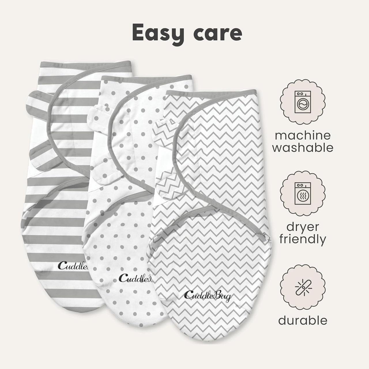 Cuddlebug Adjustable Baby Swaddle Blanket & Wrap (Spots & Stripes), Pack of 3 (Small/Medium 0-3 Months Old) - liquidation.store