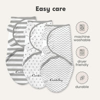 Cuddlebug Adjustable Baby Swaddle Blanket & Wrap (Spots & Stripes), Pack of 3 (Small/Medium 0-3 Months Old) - liquidation.store